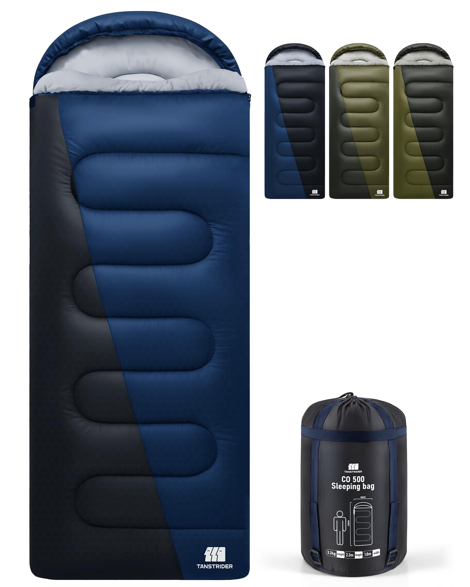 TANSTRIDER XXL Winter Sleeping Bags for Adults Cold Weather,Camping Sleeping Bag for Kids with Compression Sack,4 Season Camping Essentials Gear for