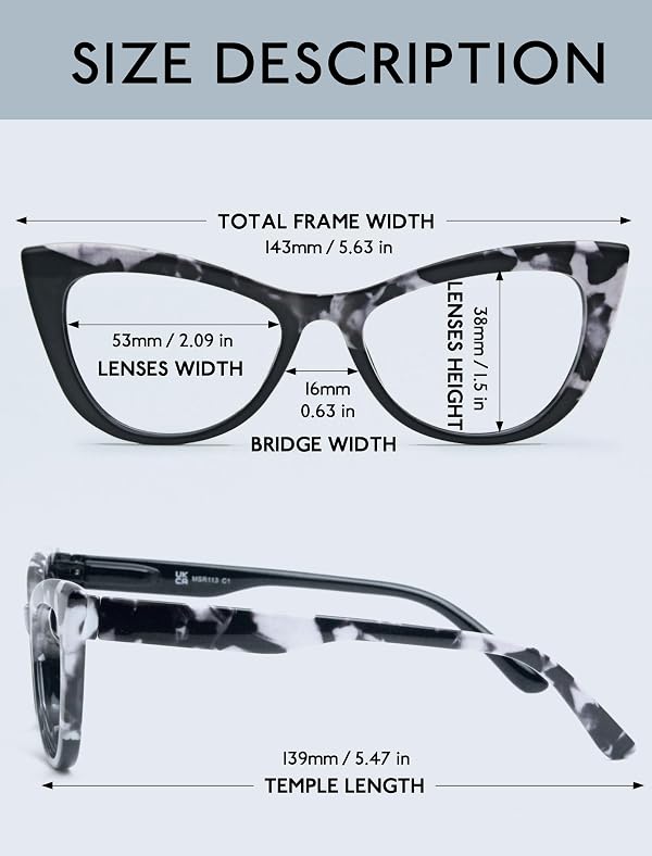 HEEYYOK 2.00 Reading Glasses for Women Cat Eye Blue Light Blocking Colorful Readers for Womens Oversized Cheaters Reading Ladies Large Frame Spring Hinge by HEEYYOK - Image 6