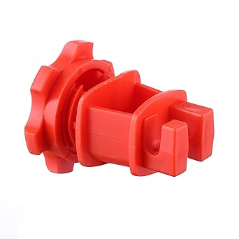 25PCS Screw Tight Round Post Insulator, Electric Fence Wire Holding Insulator, Two Piece Suit Red