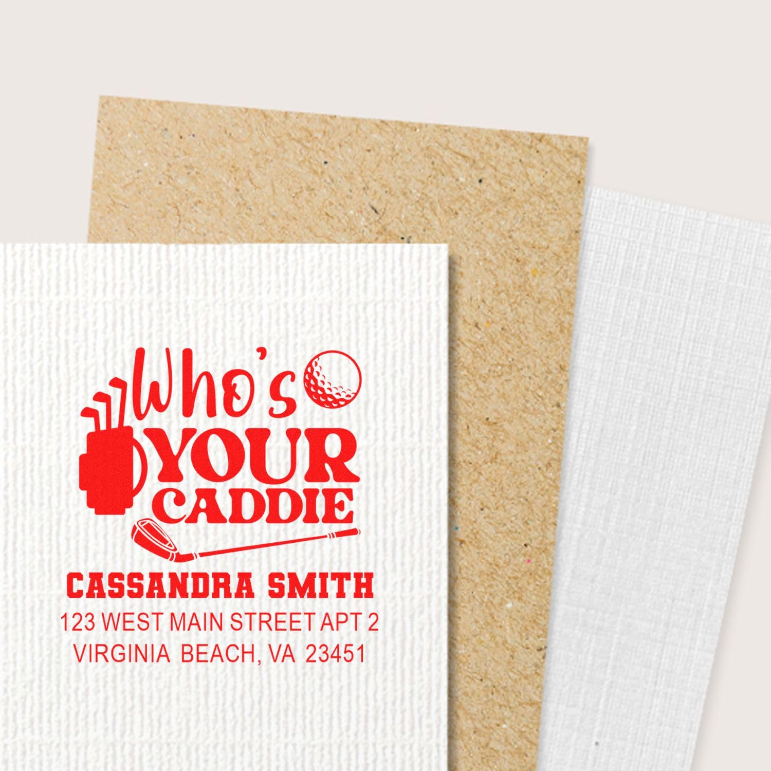 Caddie Humor Slim Pre Inked Mailing Stamp - Square Imprint Address Mark