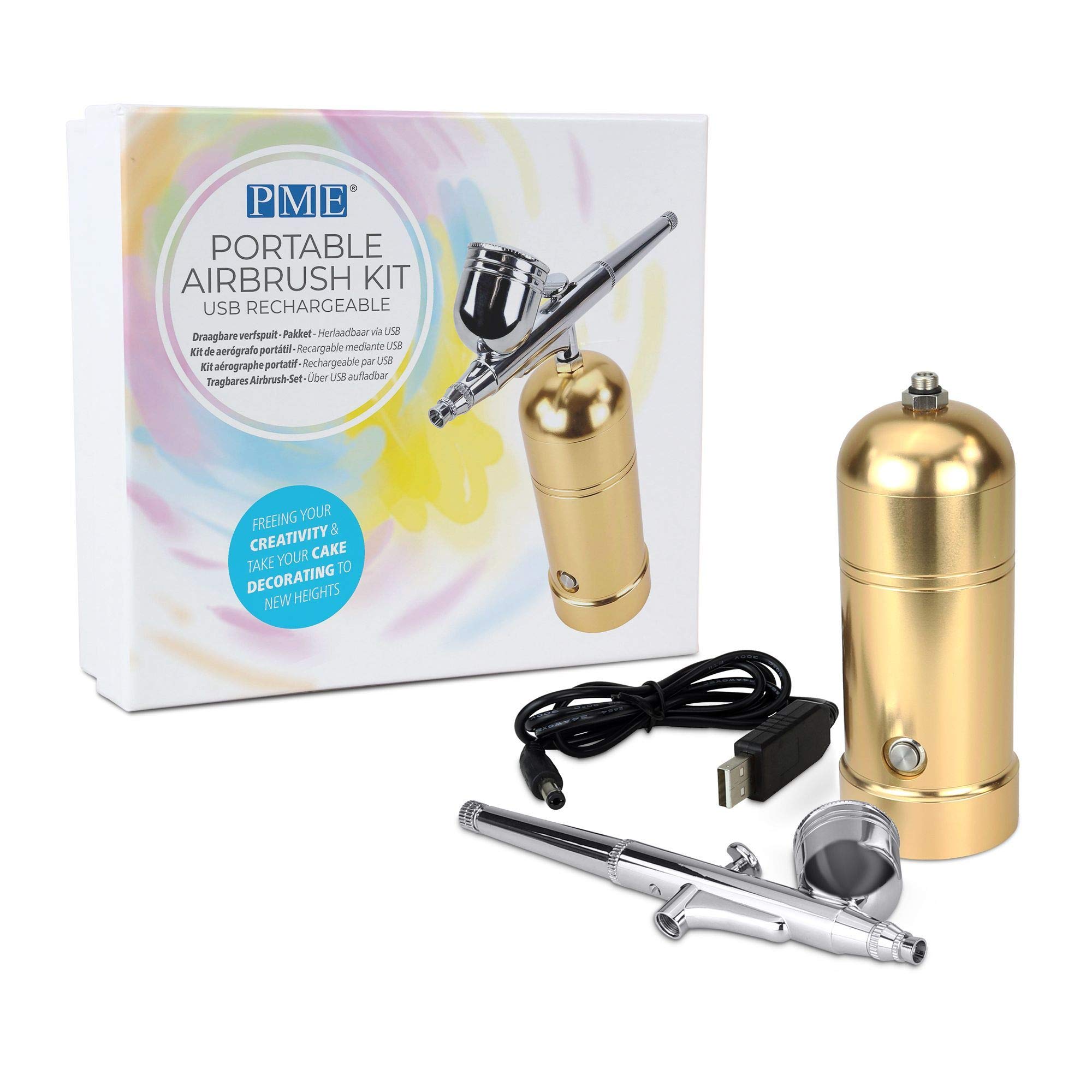 PME Portable USB Rechargeable Cake Decorating Airbrush Kit AB140 , Gold
