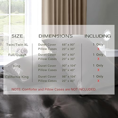 Miniatura 2 de P Pothuiny - Funda de edredón de satén individual, funda de edredón suave única, lujo sedoso, funda de edredón negra tipo seda de 68" x 90", se