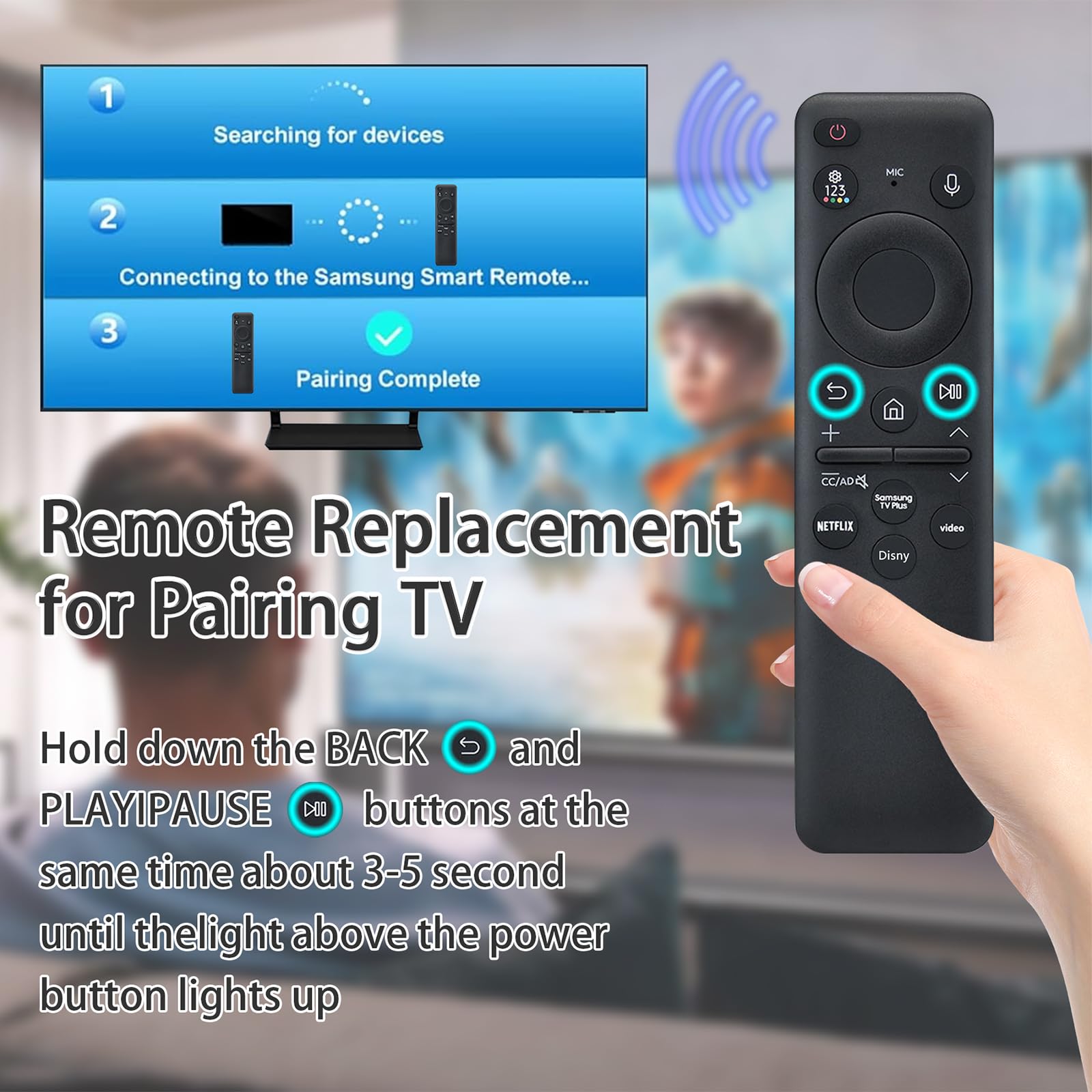 Telecomando vocale originale - BN59-01455A Telecomando di ricarica solare per Samsung NEO QLED Crystal UHD Smart TV. Supporta il comando vocale