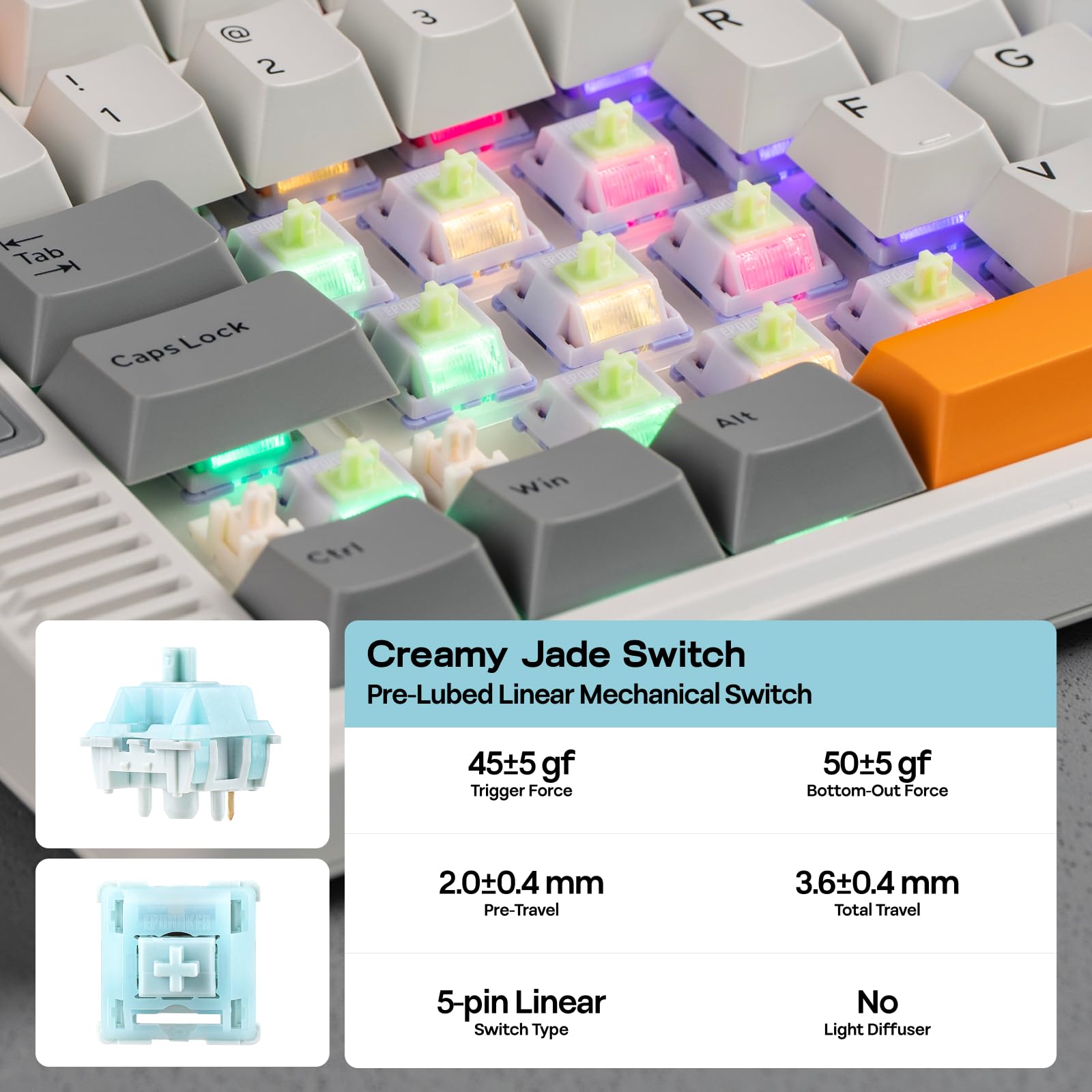 EPOMAKER RT85 Wireless Mechanical Keyboard with Joystick & DIY Screen, 8000mAh, BT/USB/2.4Ghz, Gasket, 5-Layer Paddings, Hot-Swap, PBT Keycap, 75% Gaming Keyboard (Retro White, Creamy Jade): Retro White Creamy Jade