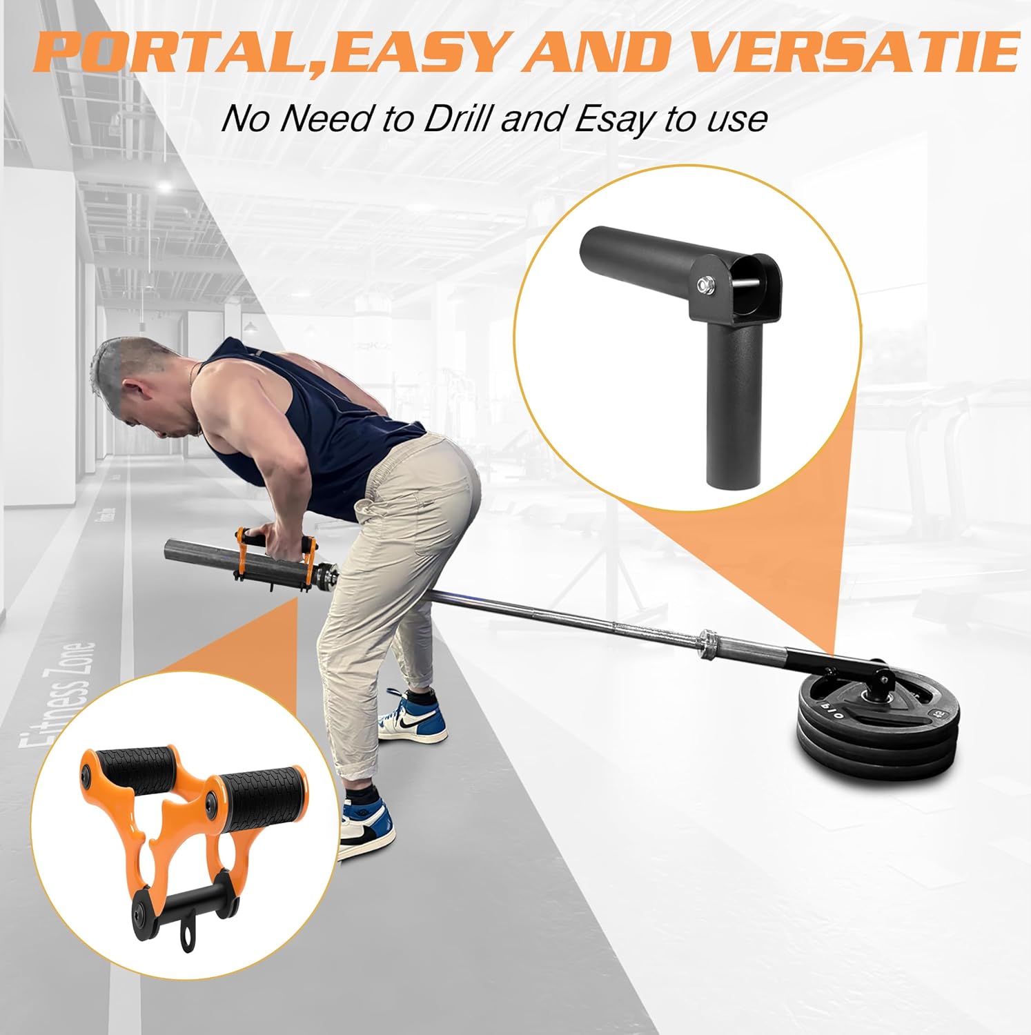 V Bar Landmine Attachment T Bar Handle for Barbell Bars，Foldable V Bar Row Handle Double D Row Handle with Rubber Coating T-Row Attachment for Strength Training Bars