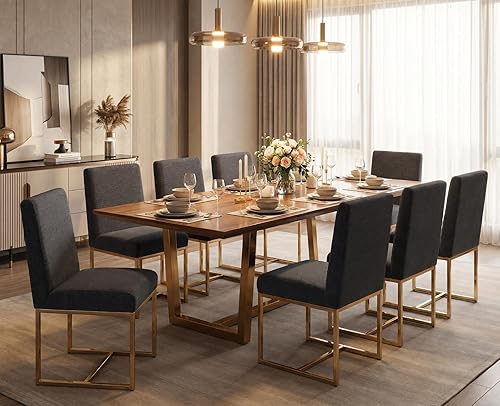 Miniatura 72 de CIMOTA Juego de 6 sillas de comedor modernas, de cuero, tapizadas, sin brazos, con base negra, para comedor/cocina, color crema, 6 unidades Base