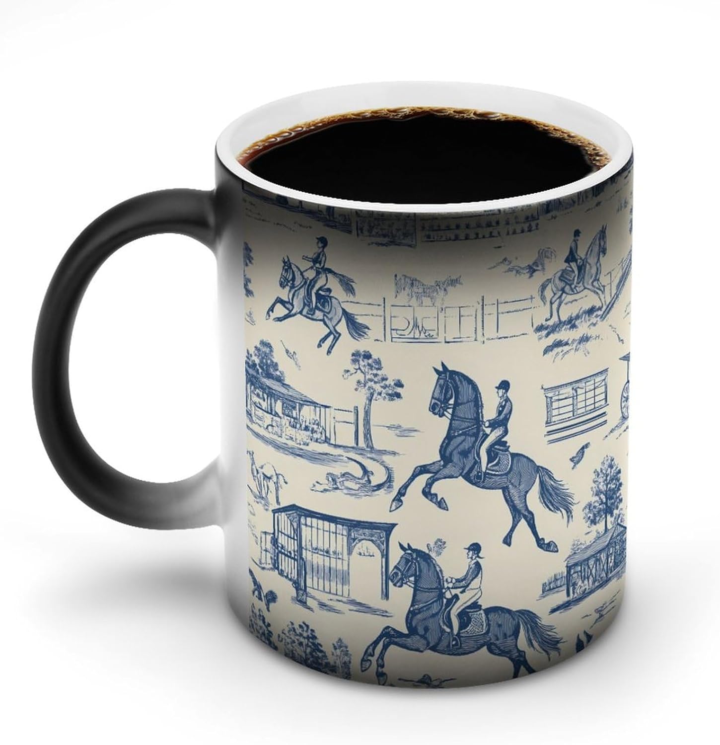 Horse Show Marseille Color Changing Mug Heated Ceramic Cup Heat Sensitive Coffee Mug Fun Gift