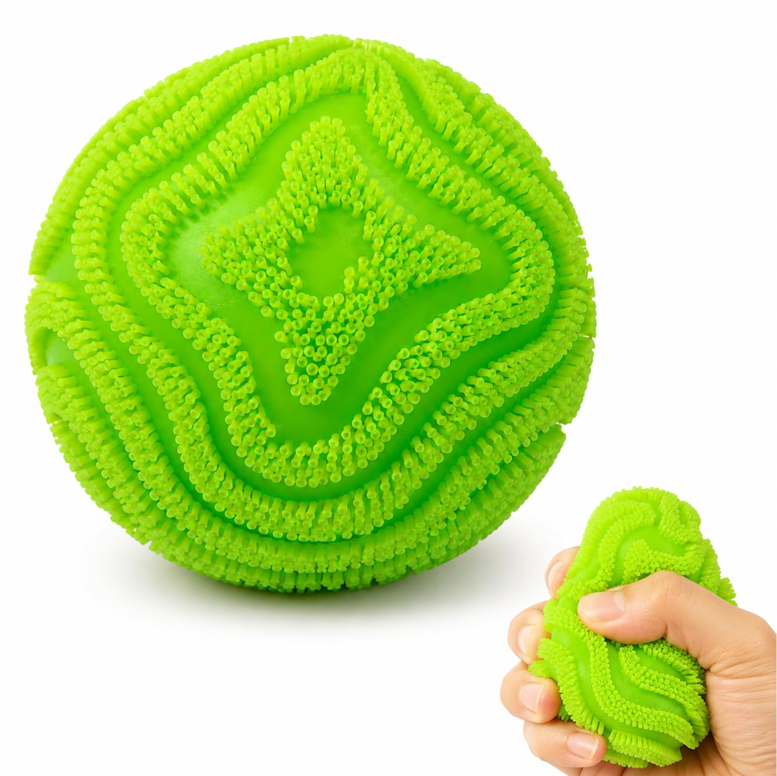 Fuzz Ball Ball, Soft Squishy Fidget for Anxiety Relief and Focus Enhancement, Wave Pattern Green Textured Sensory Ball for Office and Classroom Use