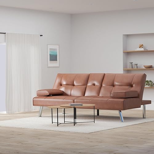 Miniatura 47 de Futón sofá cama para entretenimiento Best Choice Products, moderno, se dobla y reclina, muebles, con posavasos Negro -,Azul,Borgoña,amarillo