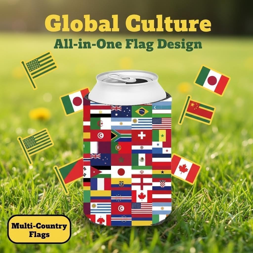 Soccer Championship Can Cooler 2026 Insulator Beverage Beer Sleeve Insulator Gifts for Soccer Fans International Country Flags Accessories Sports Events