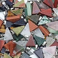 Vista 8 de LE SKY 20 colgantes de piedra natural en forma de triángulo, piedras de ágata de cristal curativo surtidos para hacer joyas, collares, aretes