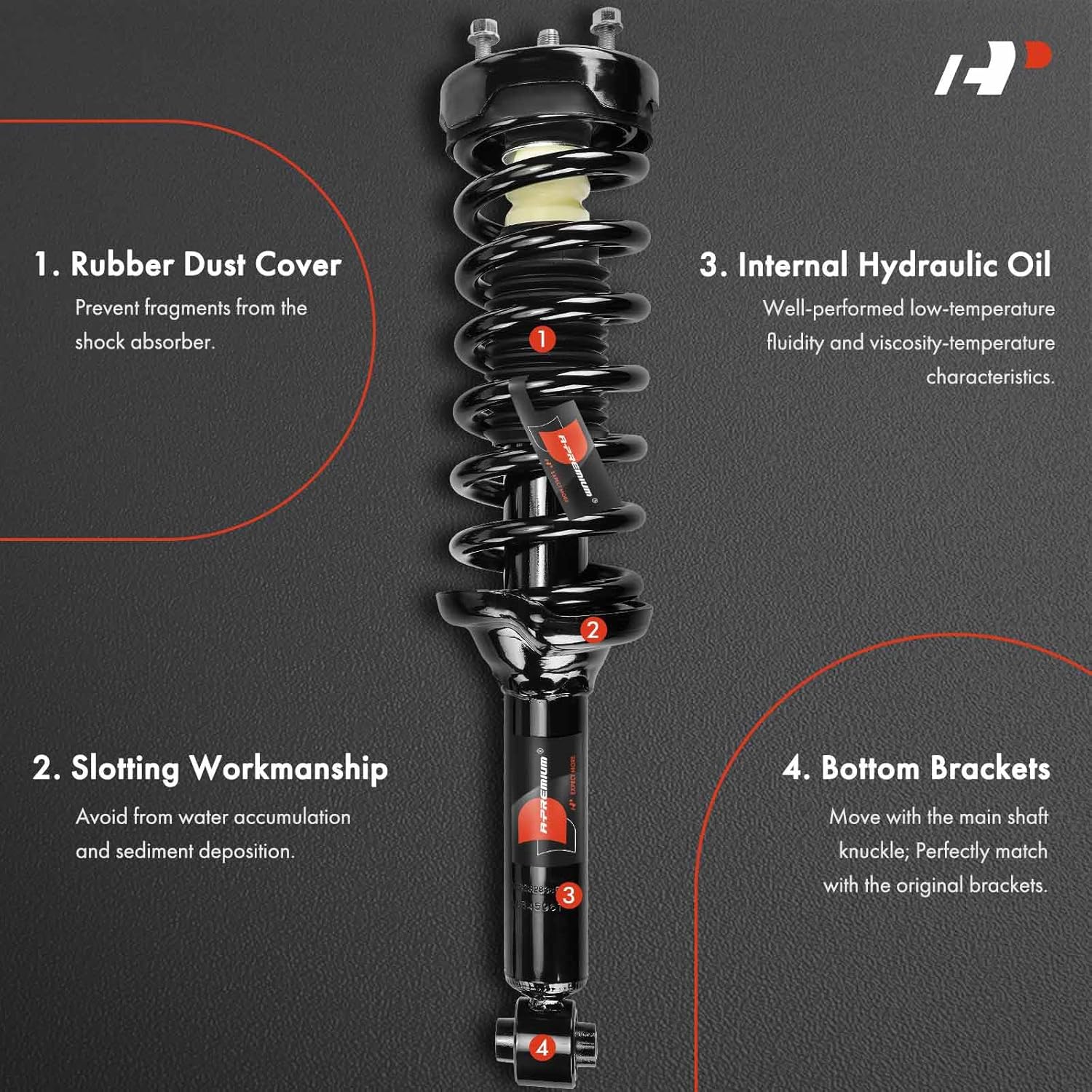 A-Premium Front Struts Compatible with Land Rover LR4 2010-2016, Range Rover Sport 2006-2013, LR3 2005-2009 - 2x Replacement Suspension Complete Strut Assembly Shock with Coil Spring