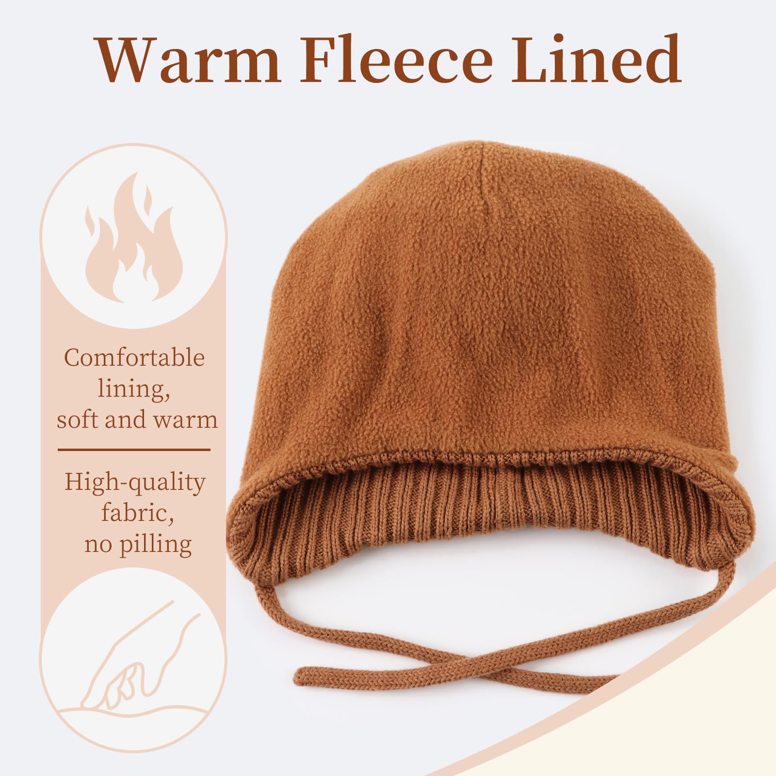 Gorro de invierno para bebé niña, forro polar, gorro de punto con orejas, 0-8 años