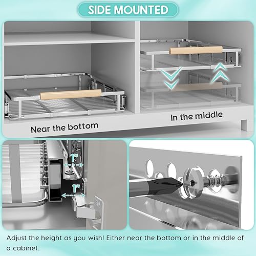 Miniatura 3 de Paquete de 2 organizadores extensibles extraíbles para gabinetes, ancho ajustable 17.1  28 pulgadas de ancho x 22.5 pulgadas de profundidad,