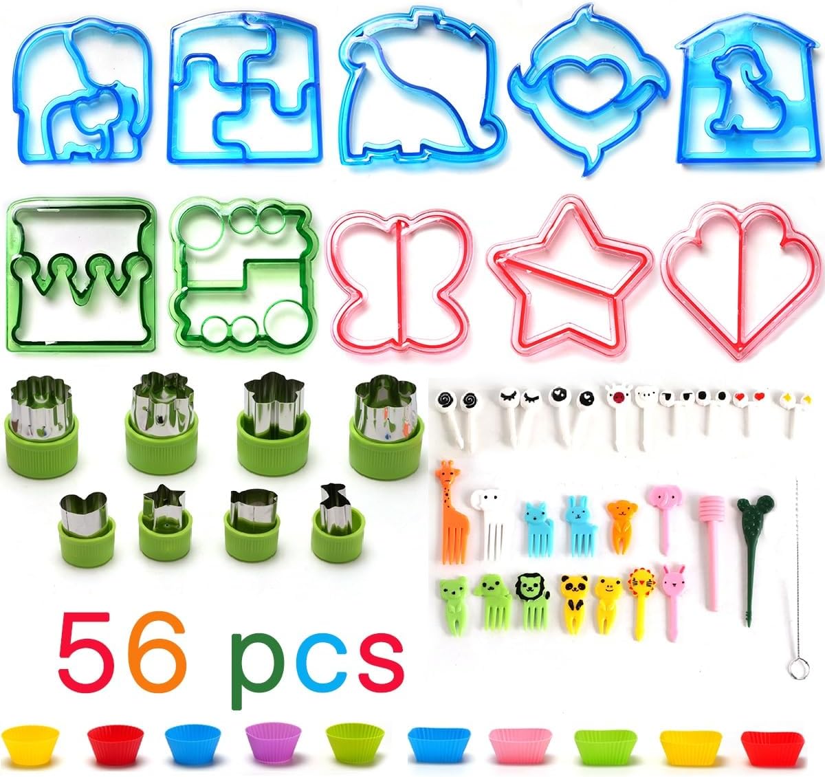 56 in 1 Sandwich Cutter Shapes Set, Bento Lunch Box Supplies and