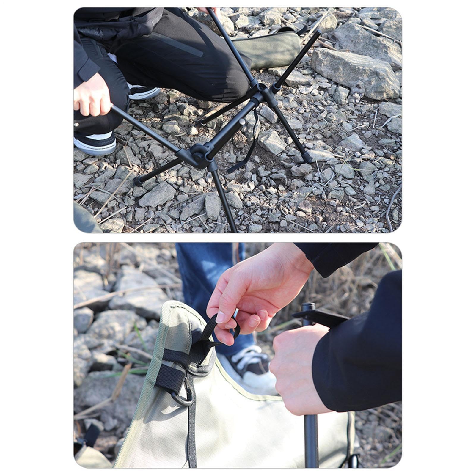 Sgabello pieghevole da campeggio, sedile portatile, struttura in lega, telescopico, per viaggi, pesca, barbecue all'aperto