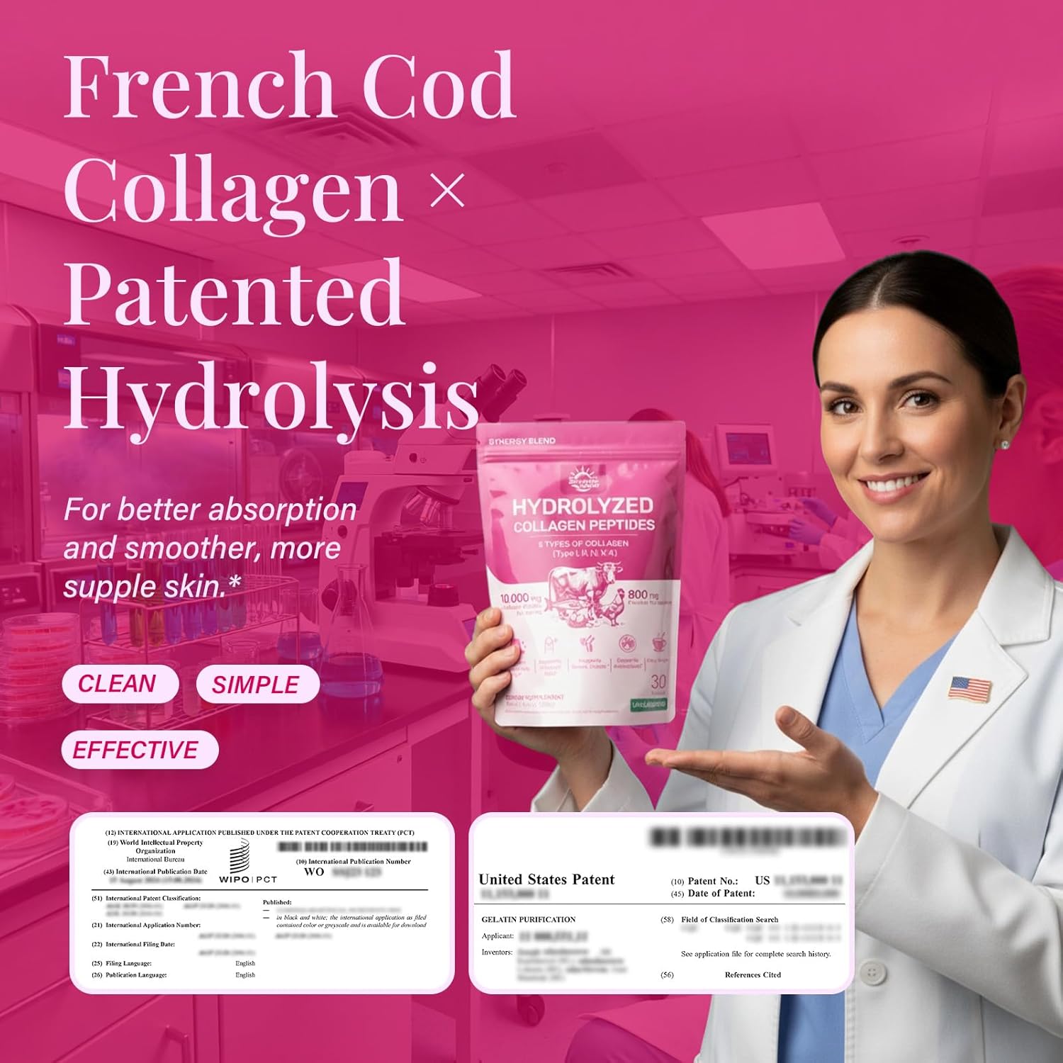 Multi Collagen Peptides Powder - 10g Hydrolyzed Collagen Peptides Type I, II, III, V & X with Biotin, Hyaluronic Acid & Prebiotics, Support Hair, Skin, Nail, Bone & Digestive Health, Non-GMO丨30 Sticks - Image 7