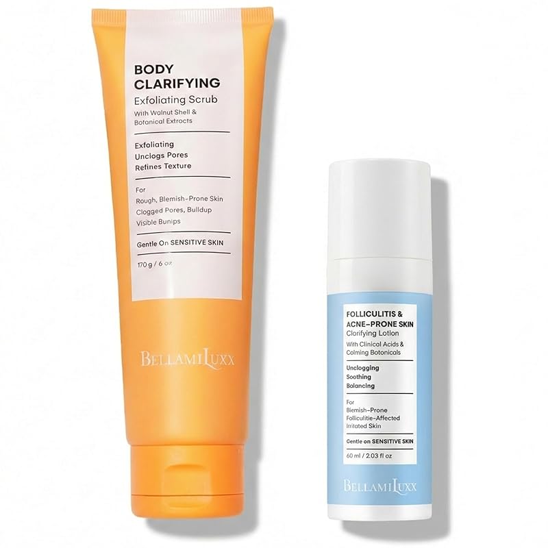 BellamiLuxx Conjunto corporal em 2 etapas com esfoliante e loção, com ácido salicílico e ácido glicólico