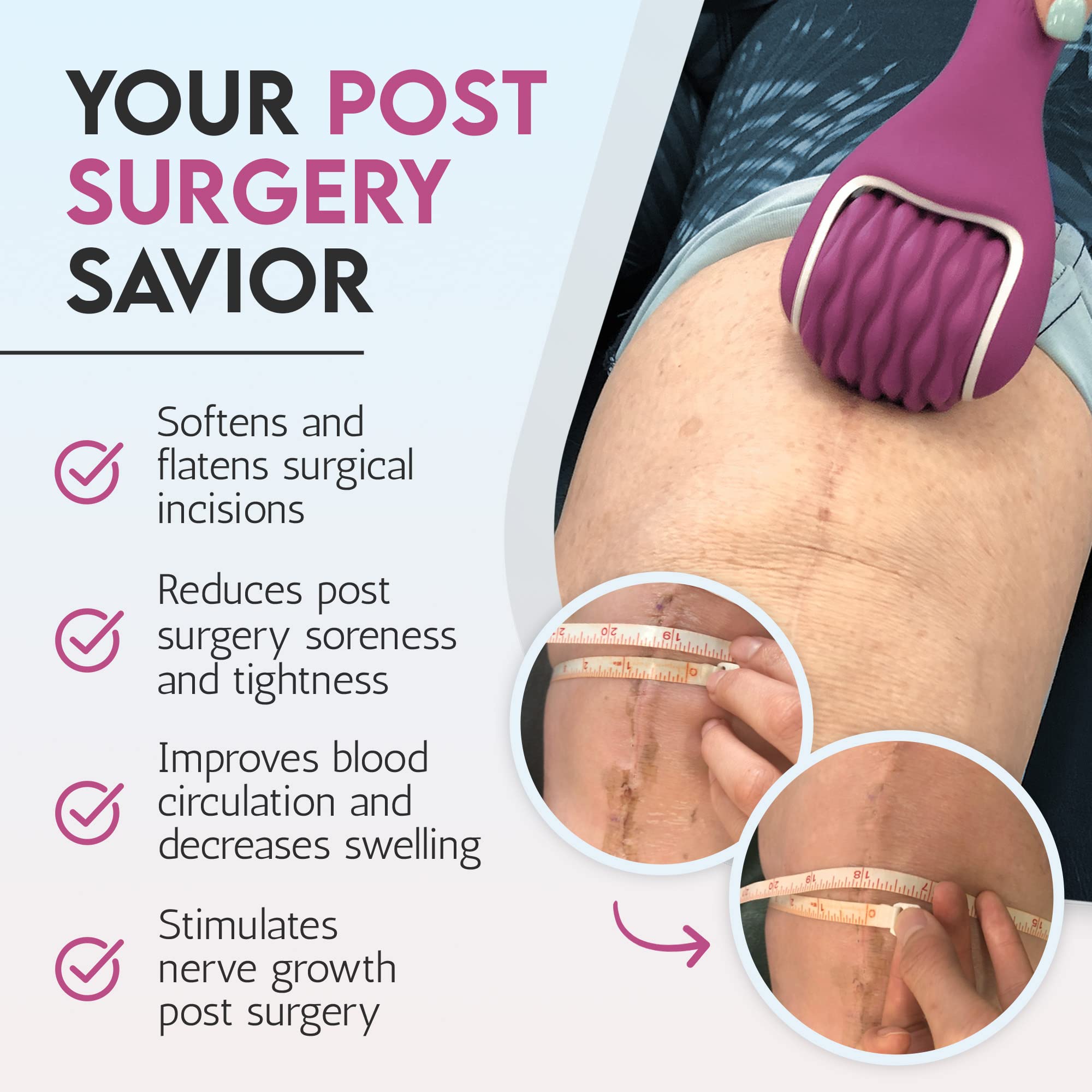 Amazon.com: Scar Tissue Massager for Post-Surgery Recovery, Silicone Ice  Massage for Post-Surgery Incision Swelling and Soreness, Vibrating Joint  Roller for Improved Range of Motion Designed by Physical Therapist : Health  & Household