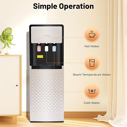 Miniatura 4 de 5 Gallon Water Dispenser Bottom Loading Water Cooler 3 Temperature Settings Hot, Cold & Room Water Holds 3 & 5 Gallon Jugs for Homes, Kitchens,