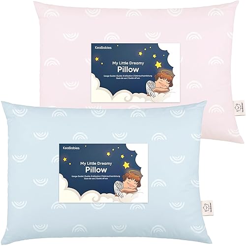 Paquete de 2 almohadas para niños pequeños, almohadas suaves de algodón orgánico para dormir, almohada pequeña de 13 x 18 pulgadas para niños,