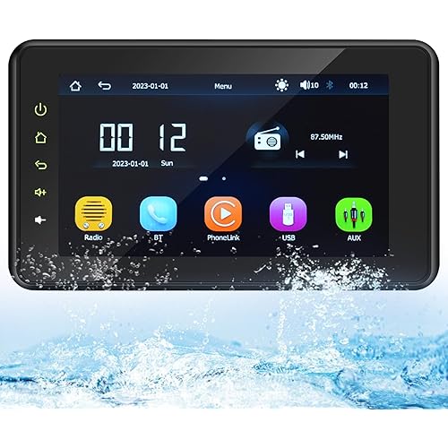 Geloo 2026 Upgraded Marine Stereo with Wireless CarPlay and Android Auto, Portable 8'' Wireless Carplay Touchscreen, Waterproof IPX6 Marine Multimedia Player for Marine, ATV, Boat, BZR, Golf Cart