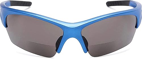 Miniatura 8 de The Benton - Lentes de sol de lectura bifocales, unisex, deportivos y envolventes alrededor de medio marco, para hombres y mujeres + 1.50 naranja