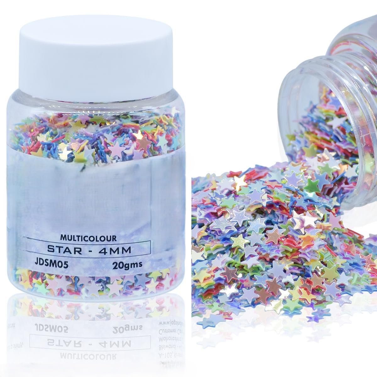 Aadyacrafts Multicolour Star Sequins, 4mm, Iridescent Rainbow Colors, Craft Glitter Confetti, 20g, JDSM05-image-11