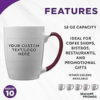 Vista 2 de DISCOUNT PROMOS Tazas de café personalizadas Java de dos tonos, 12 onzas, juego de 10, paquete personalizado a granel, perfectas para café, té