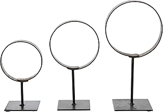 Creative Co-Op Decorative Modern Found Metal Rings on Stands, Black, Set...