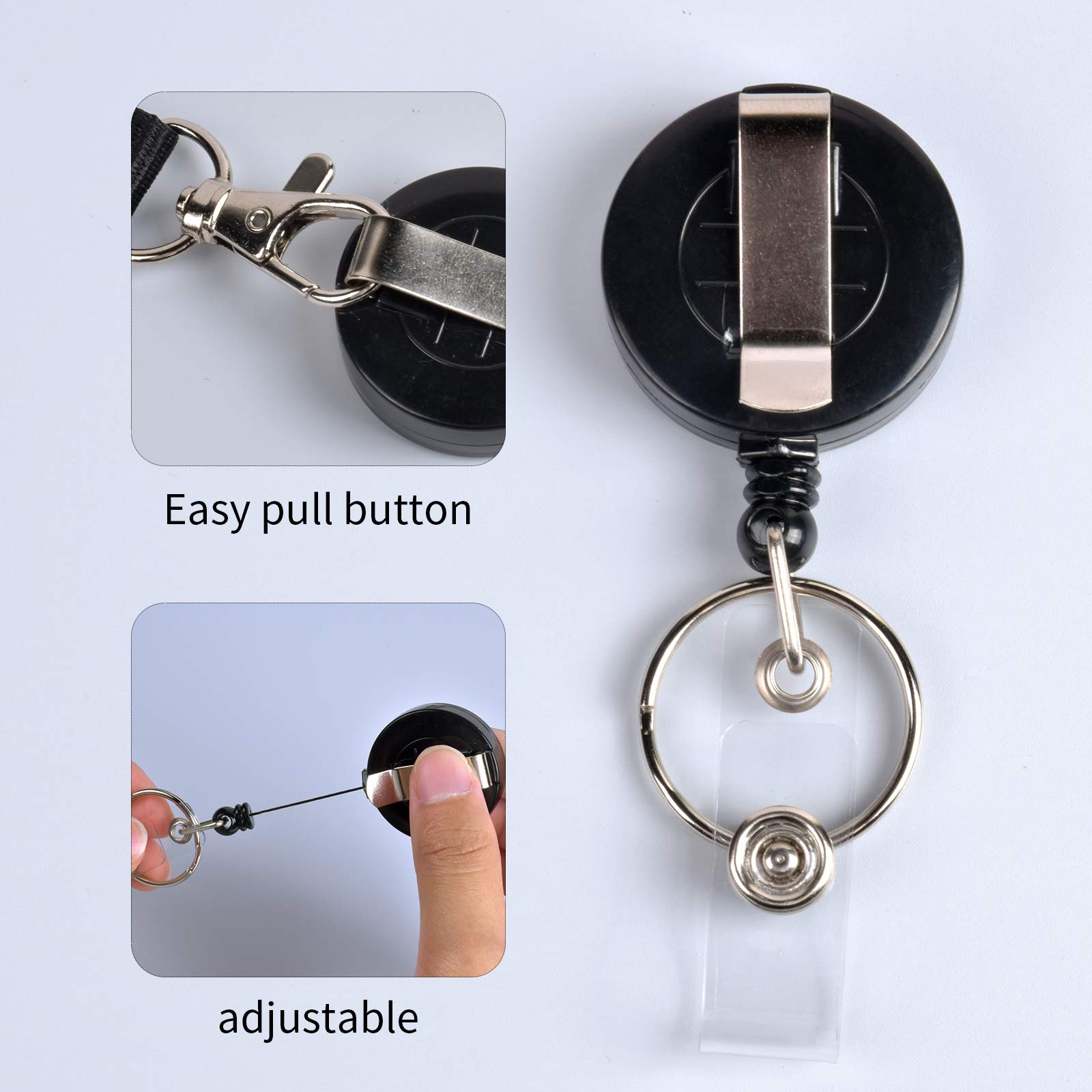 2 Portabadge Retrattili Con Portacarte Trasparente E Moschettone - Per Ufficio, Scuola E Identificazione - Foto 4