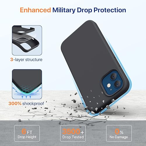 Miniatura 4 de Miracase - Funda compatible con iPhone 12 y 12 Pro de silicona líquida tipo goma gel, con protección total contra caídas y a prueba de golpes, 6.1