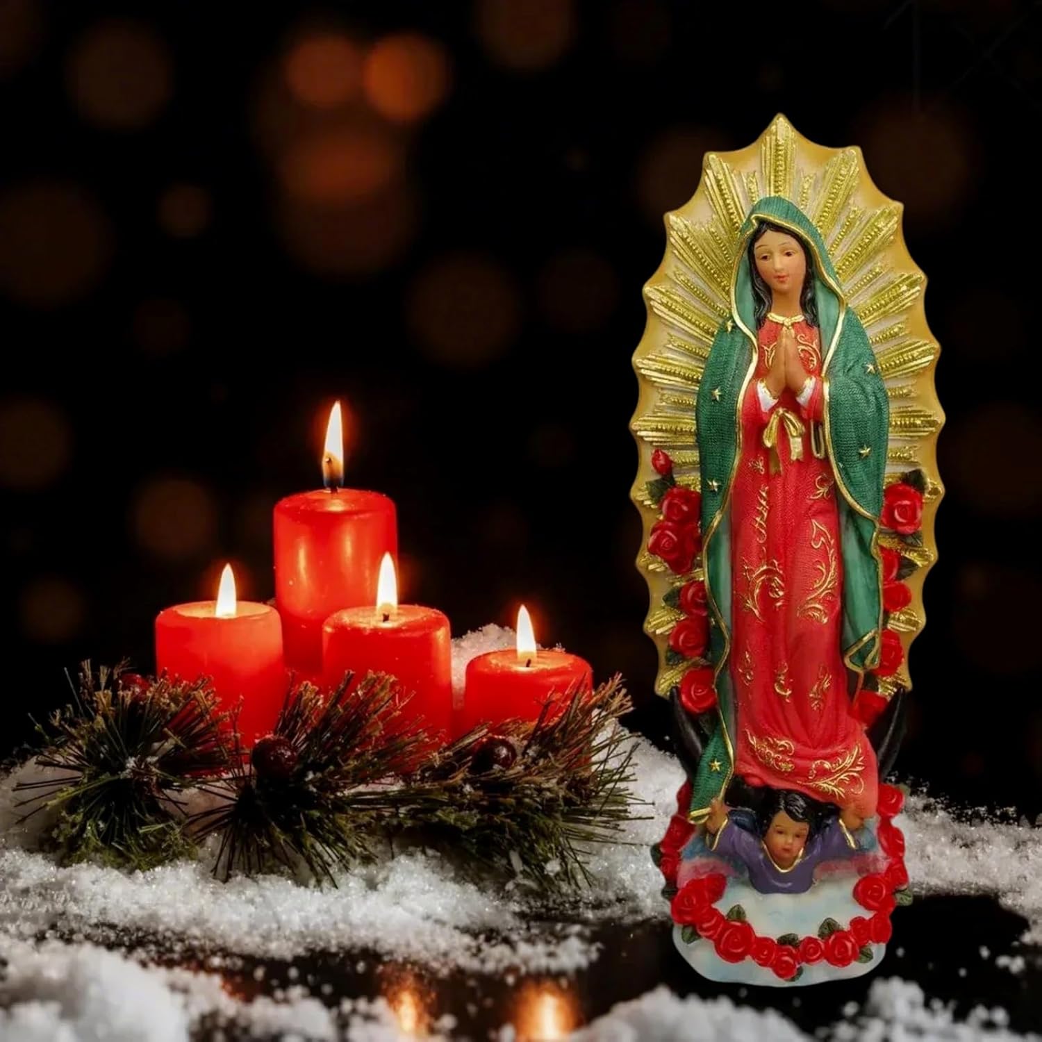 10 Inch Virgen de Guadalupe Statues, Our Lady of Guadalupe Virgin Mary Statue, Large Virgencita Maria Estatua Resin Figurine - Image 3