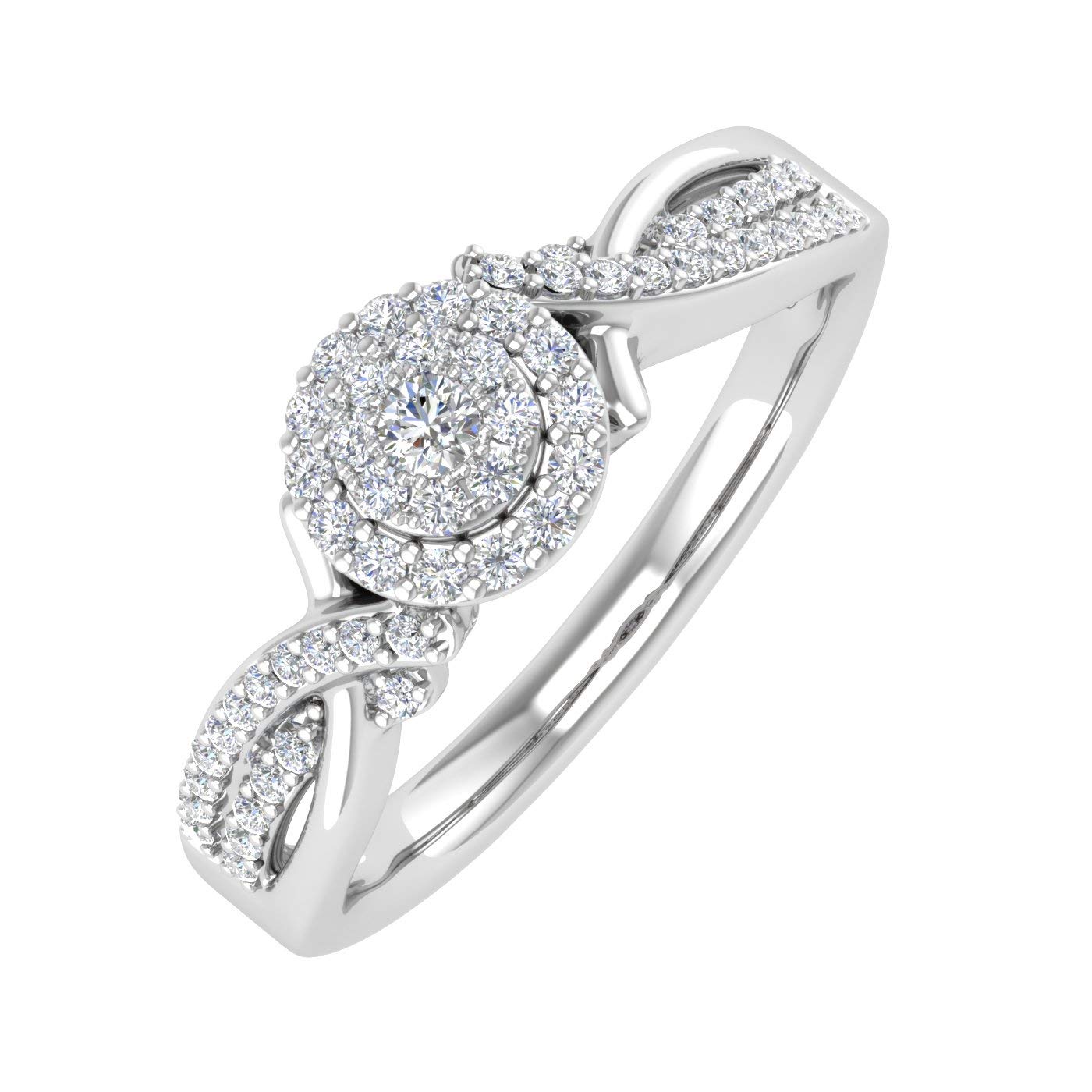 FINEROCK 1/4 Carat Round Diamond Engagement Ring in 10K Gold