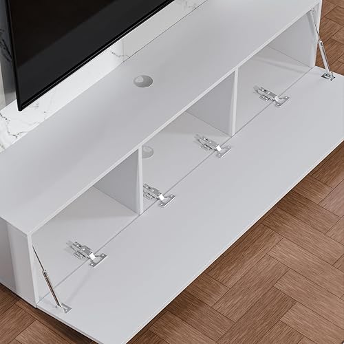 Miniatura 6 de Soporte de TV flotante con luz LED para televisores de hasta 65 pulgadas, moderno centro de entretenimiento de alto brillo de 55 pulgadas, consola