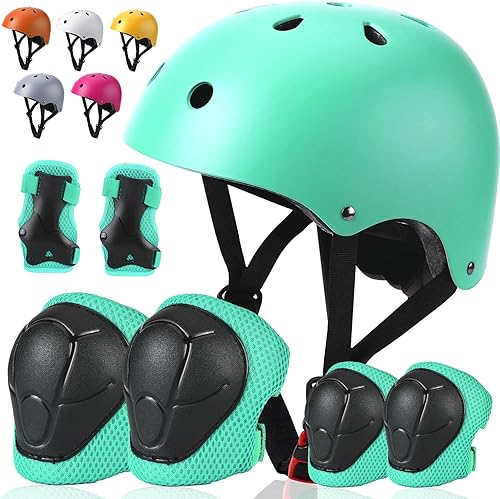 ArgoHome Casco de bicicleta para niños, casco deportivo para niños, conjunto de equipo de protección para niños y niñas, casco de ciclismo con