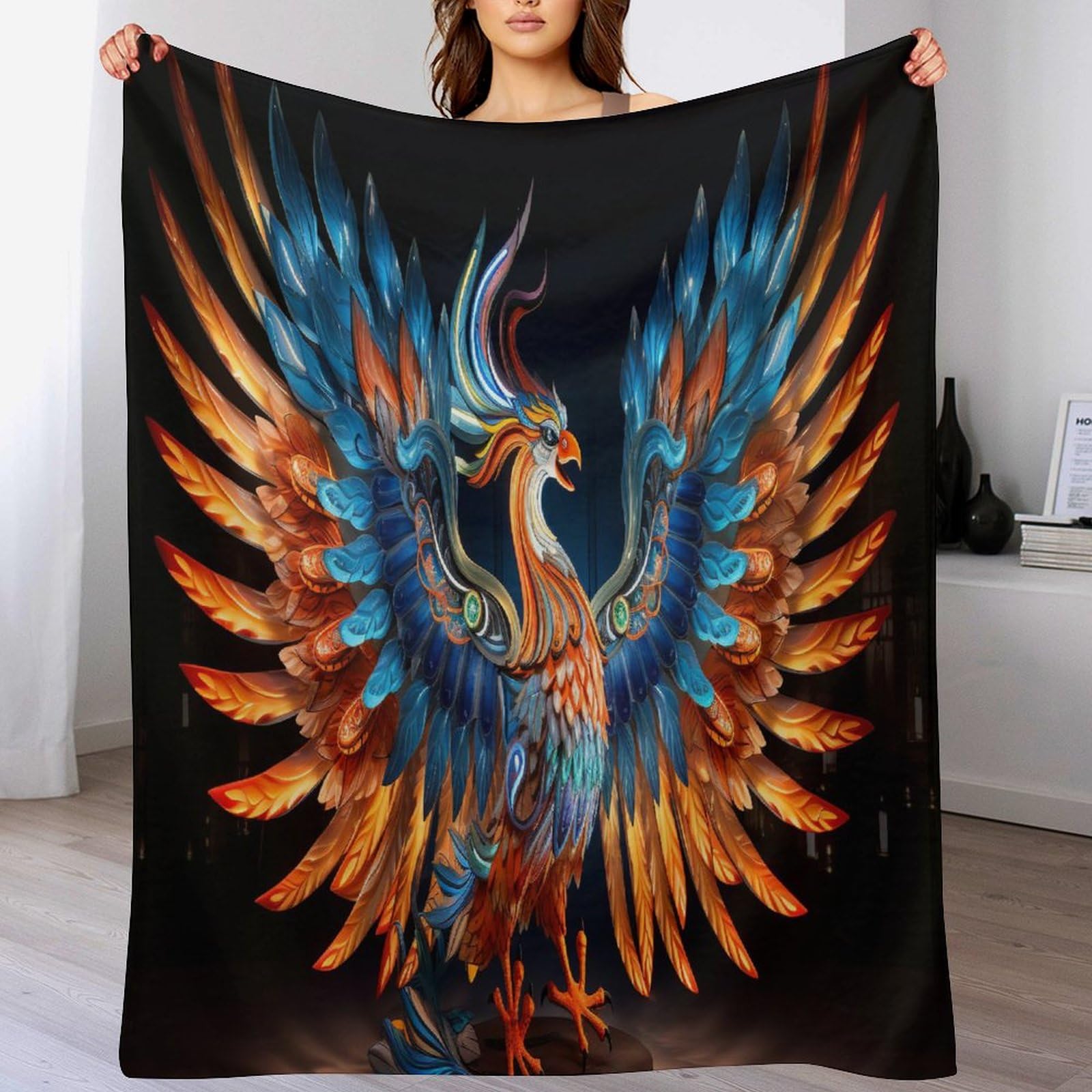 Couverture phénix en flannel 130x150 cm douce et chaude pour lit et canapé