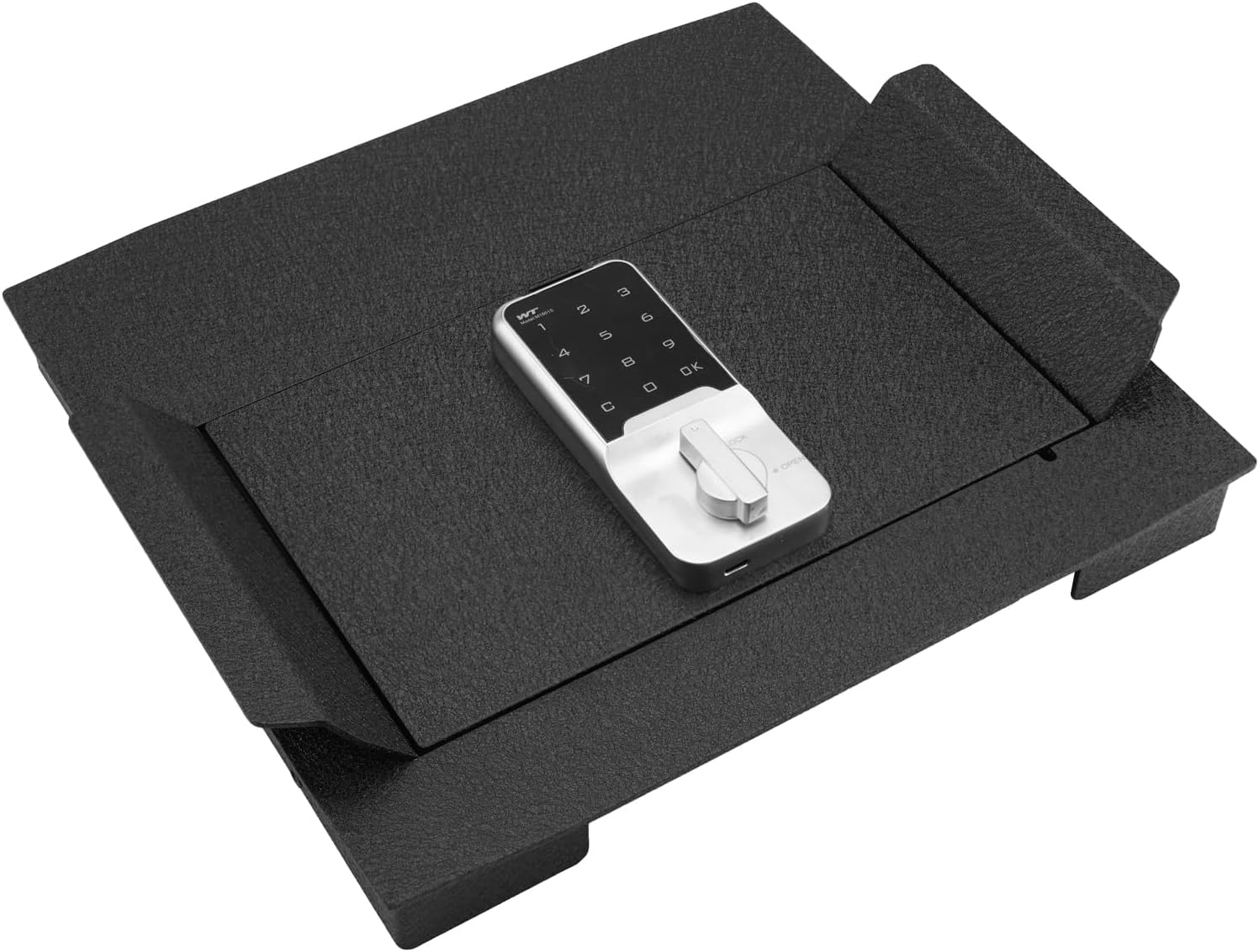 Center Console Gun Safe Vault - KEREN Vehicle Safe Vault Compatible with Ford F250 Super Duty 2023-2026, Anti-Theft High Security Armrest Lock Box with 4-digit Lock.