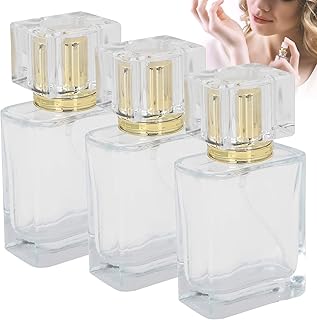 50ml Perfume Bottle Glass Spray Perfume Bottle with Spray Applicator Empty Atomizer Bottle Perfume Refillable Bottle Liquid Container Transparent Perfume Spray Perfume Atomizer Bottle Samples DIY Cosmetic Tool Mini Beauty Tool(03)