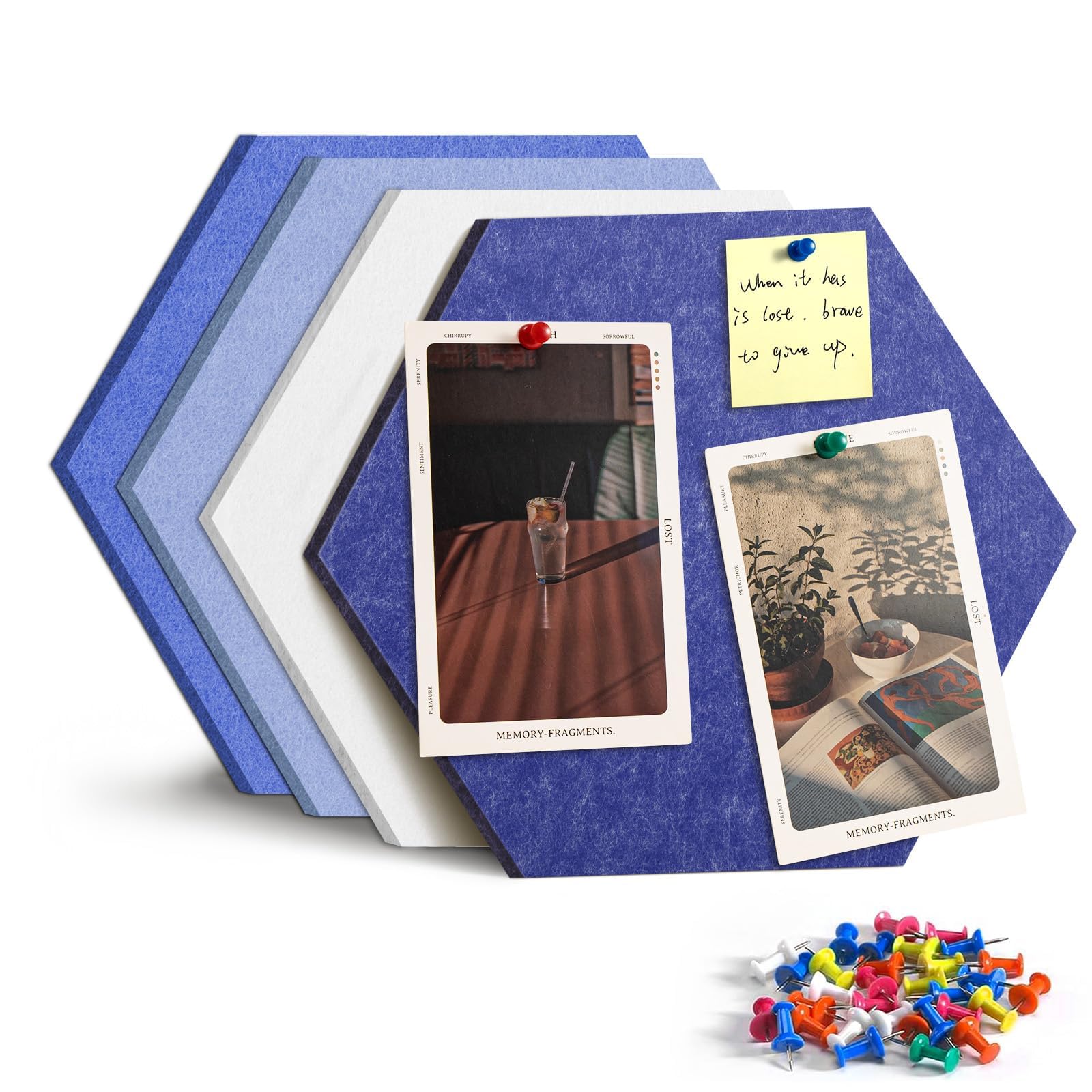Uoisaiko 30cm Hexagon Felt Pin Board Pack of 4 Bulletin Board Notice Boards for Home Office Kitchen Felt Wall Tiles for Photos Memos