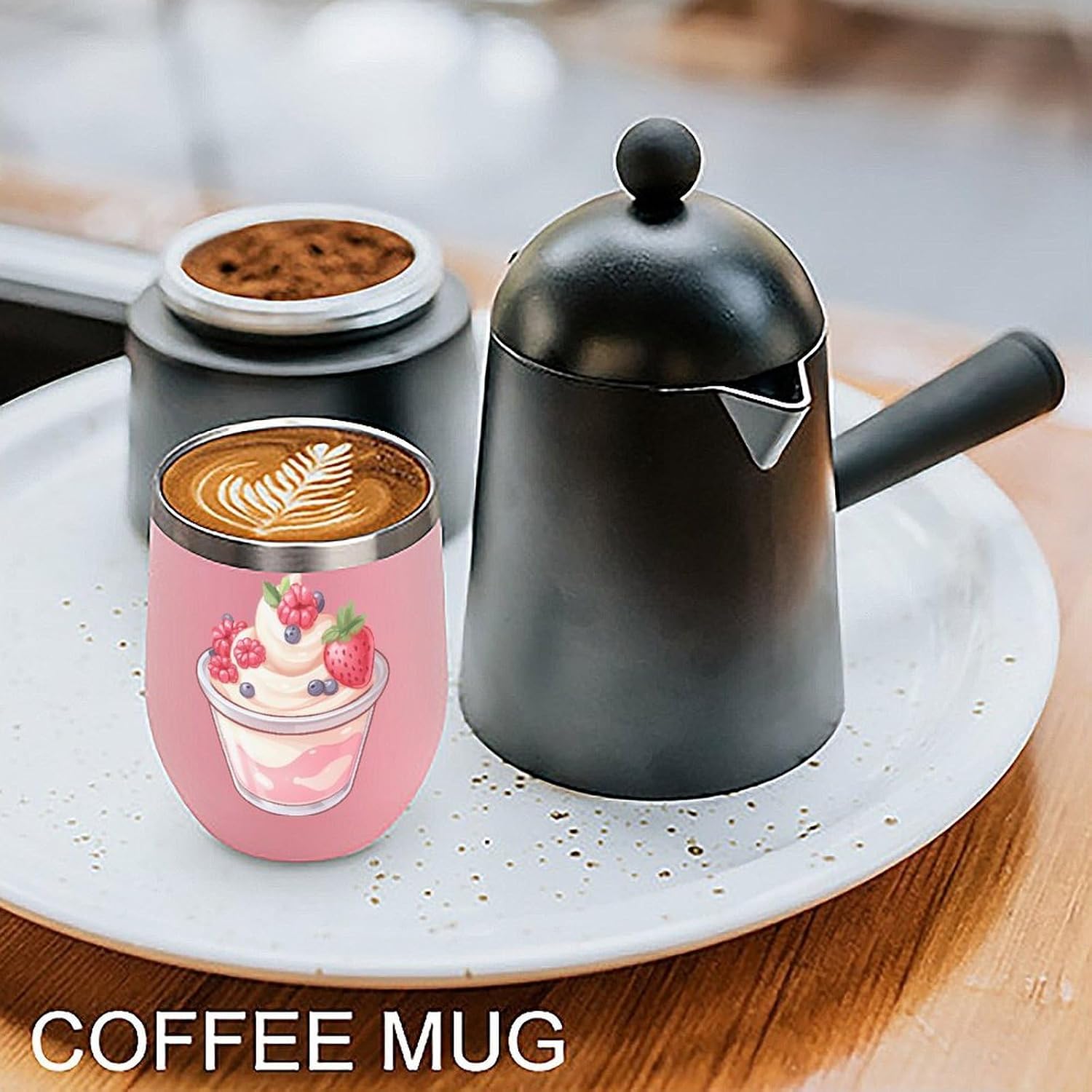 Raspberry Blueberry Yogurt Insulated Drinking Cup Stainless Steel Coffee Mug Wine Tumbler with Lid 12OZ