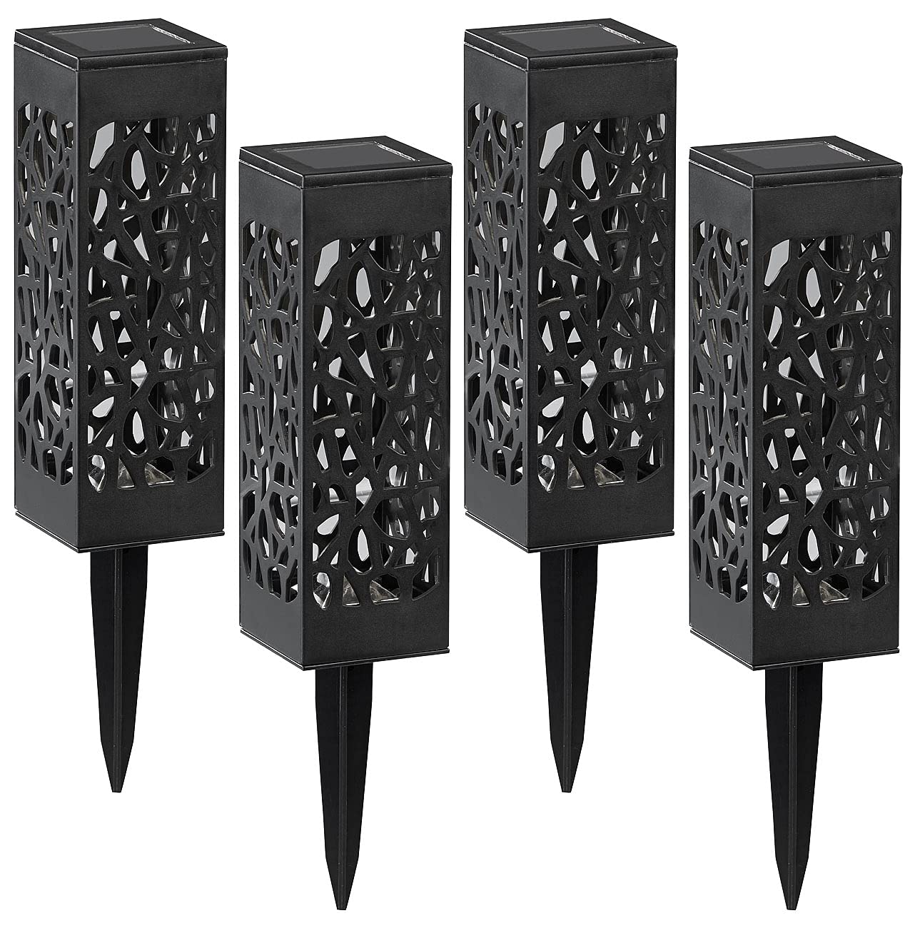 Lunartec LED Wegeleuchten: 12er-Set Solar-LED-Laternen mit Dämmerungssensor, Akku, warmweiß, IP44 (Erdspieß Solarlaternen, Solarlampen-Set Garten, Lampe)