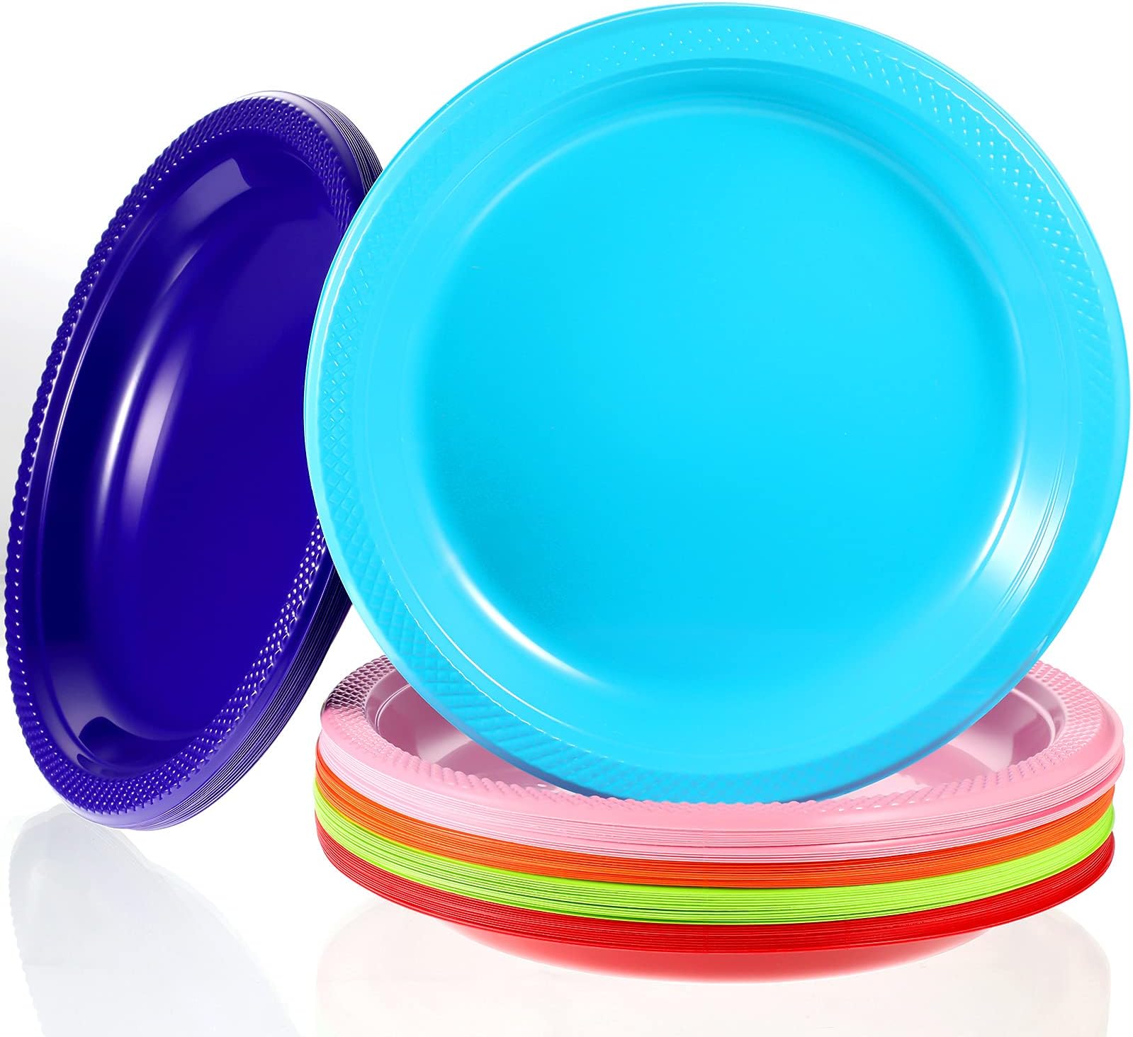 Gerrii 200 Pcs Disposable Plates Round Plastic Dinner Plate