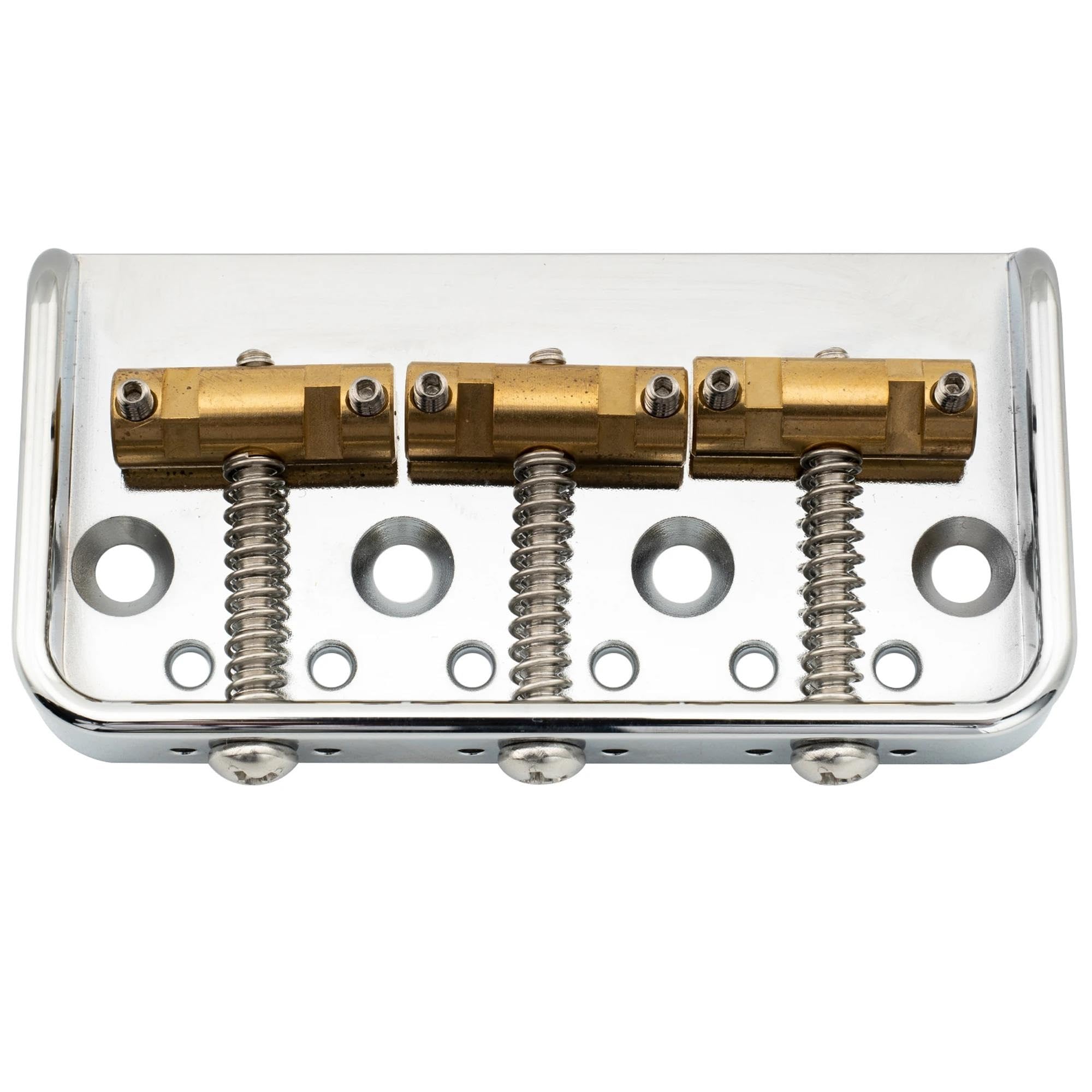 Mostek Gitarowy Rozstaw Strun 54 Mm Pełna Solidna Aluminiowa Krótka Płyta Z Mosiężnym Mostkiem 3 Siodłami Kompensacją(Chrome)