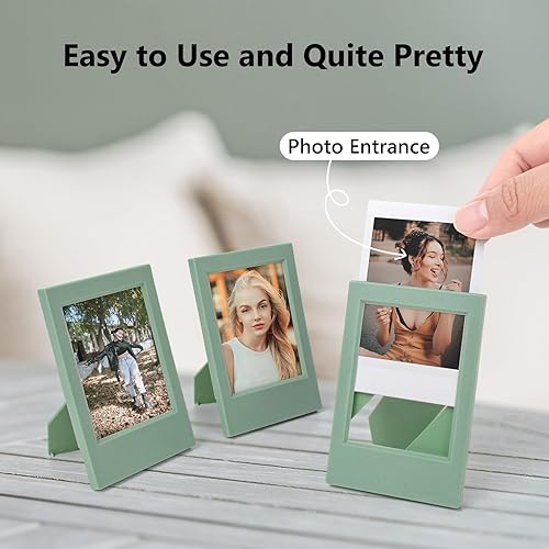 Miniatura 5 de HIYQIN Marcos de fotos de 2 x 3 pulgadas, paquete de 8 marcos de fotos de color verde puro compatibles con película Fujifilm InstaxPolaroid de 2 x 3