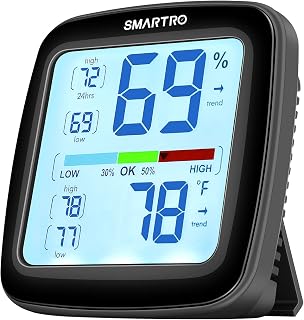 SMARTRO SC42 Digital Indoor Thermometer Hygrometer - Swiss Sensors, Backlit LCD, Max/Min Records, Pro Accuracy for Home & Greenhouse