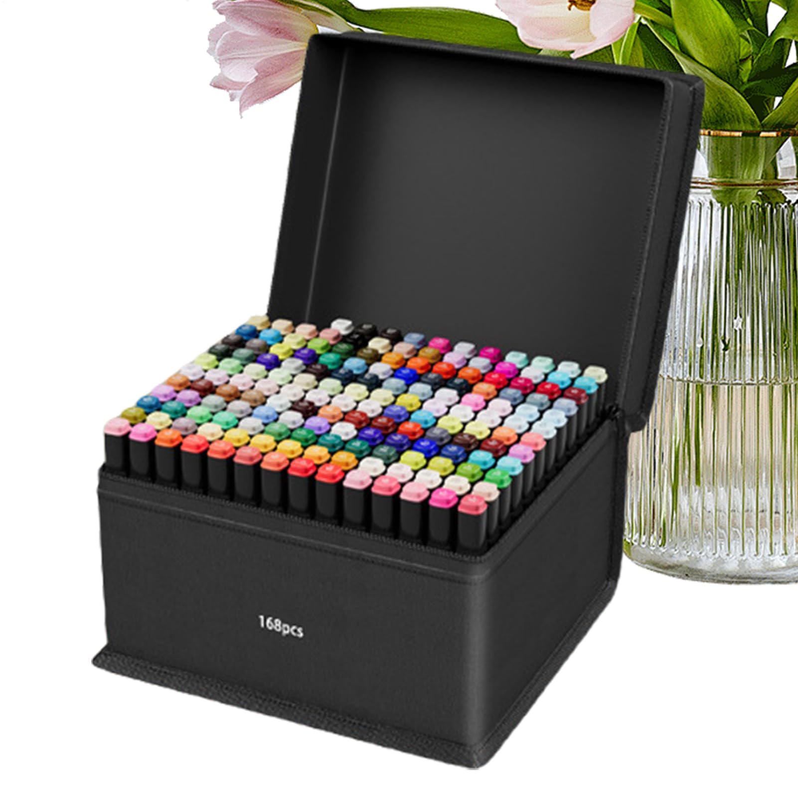 Cienkopisy z Cienką Końcówką Zestaw Markerów Malarskich z Podwójną Końcówką | 168 Kolorów Art Supplies Szkolne Przyborniki, Narzędzia do Tworzenia Rysunków, Szkiców, Malowania i