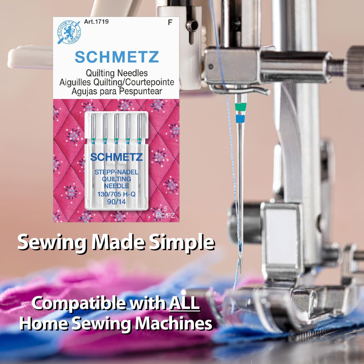 SCHMETZ Quilting Needles - Size 90/14, 5-Needle Cards, Box of 100 Needles - Image 2