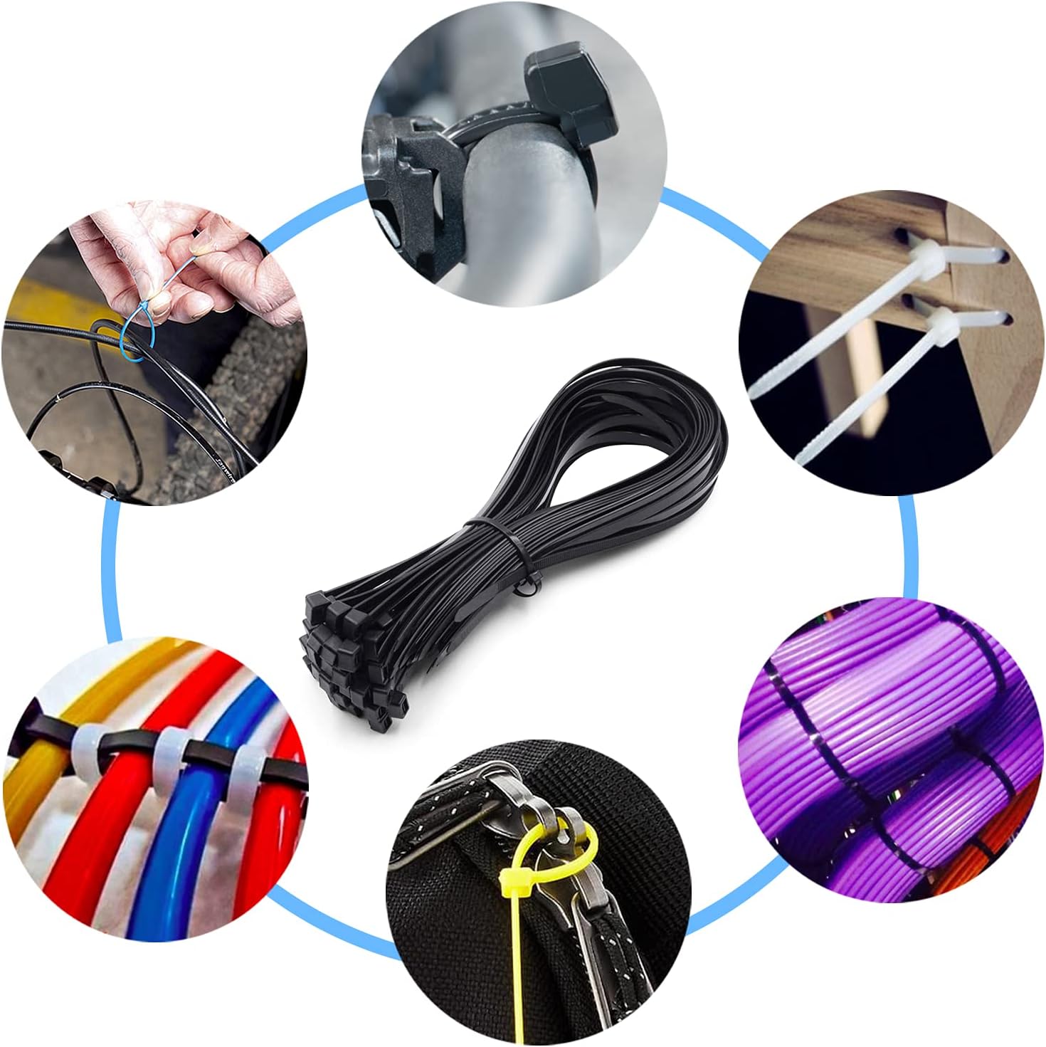 800 Pack Cable Ties Assorted Sizes 3.6mm x 100/150/200/250/300mm Black Cable Ties Heavy Duty Tie Wraps Assorted Plastic Zip Ties 40lbs Wire Ties Black Small Nylon 66 Plastic Ties for Home Gardening - Image 3