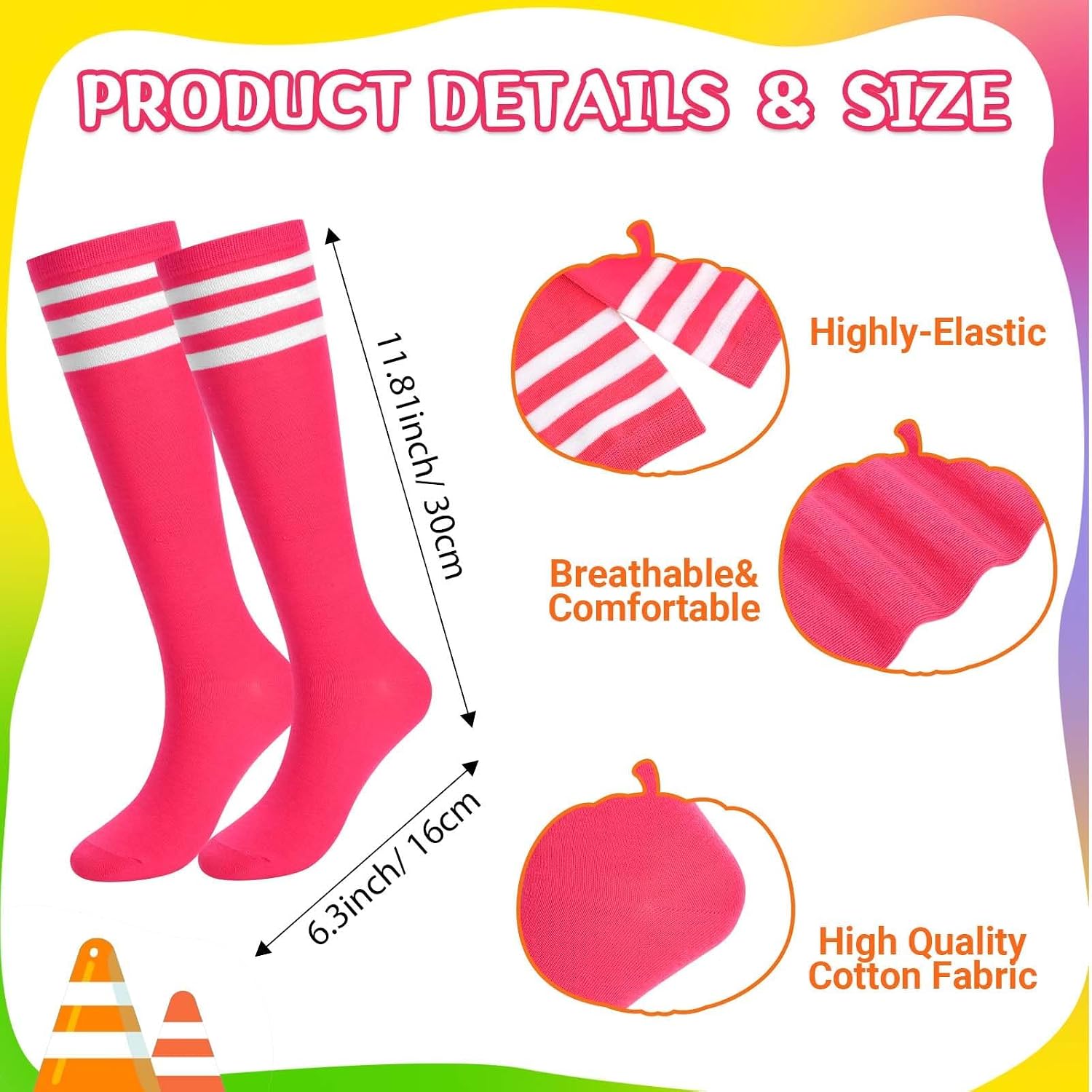 Halloween Neon Outfit Neon Theme Costume Reflective Vest Socks Glasses for Women Football Game Dress Up